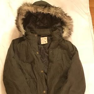 LA Hearts Olive Green Faux Fur Hooded Jacket